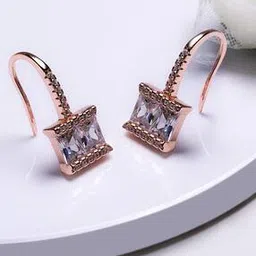 Sterling Silver Rose Gold-Plated Sugar Crystal Drop Earrings-image-68