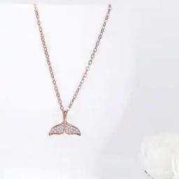 Sterling Silver Rose Gold-Plated Dolphin Tail Necklace-image-37