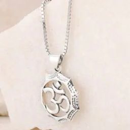 Sterling Silver Oxidised Graceful Om Pendant with Chain-image-22