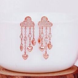 Cloud of Love Sterling Silver Rose Gold-Plated Drop Earrings-image-46