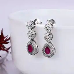 Sterling Silver Stone-Studded Drop Earrings-image-21