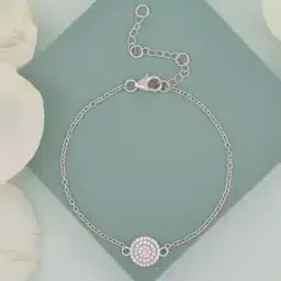 ornate jewels 925 Sterling Silver American Diamond Adjustable Cluster Bracelet-picture-7