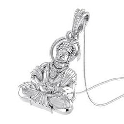 Sterling Silver Hanuman Pendant with Chain-image-70