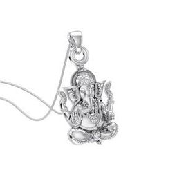 Sterling Silver God Ganesha Pendant with Chain-image-90