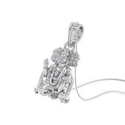 Sterling Silver Hanuman Pendant with Chain-image-72