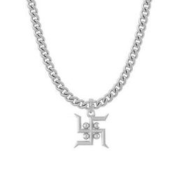 Sterling Silver Swastik Pendant with Chain-image-94