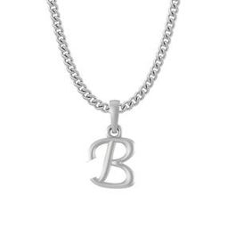 Sterling Silver Alphabet B Pendant with Chain-image-32
