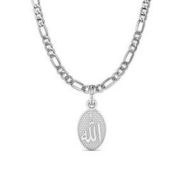 Sterling Silver God Allah Barkat Pendant with Chain-image-36