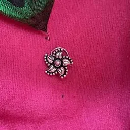 Sterling Silver Handcrafted Floral Nose Pin-image-10