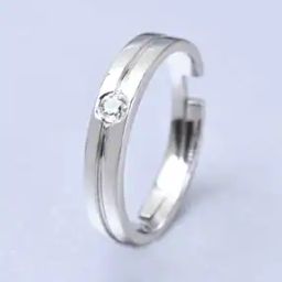 Sterling Silver American Diamond-Studded Band Ring-image-96