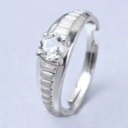 Sterling Silver American Diamond-Studded Band Ring-image-37