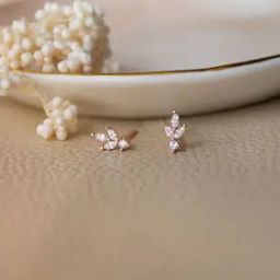 Sterling Silver Rose Gold-Plated American Diamond Stud Earrings-8