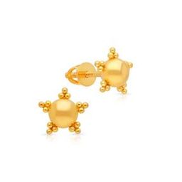 Yellow Gold Floral Stud Earrings-image-50