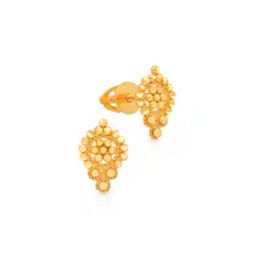 Yellow Gold Floral Stud Earrings-image-33