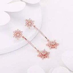 Sterling Silver Rose Gold-Plated Star Dangler Earrings-image-25