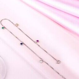 Sterling Silver Rhodium-Plated Thread Anklet-image-26
