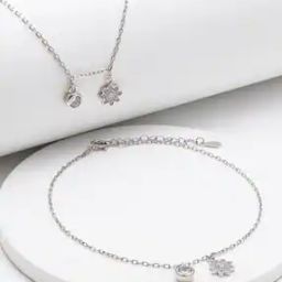 Sterling Silver Floral Charm Anklets-image-24