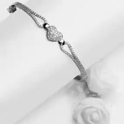 Sterling Silver Zircon-Studded Link Bracelet-image-34