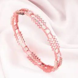 Sterling Silver Rose Gold-Plated Stone-Studded Bangle-image-89