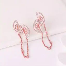 Sterling Silver Rose Gold-Plated Stone-Studded Dangler Earrings-image-35