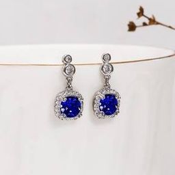 Sterling Silver Stone-Studded Drop Earrings-image-50