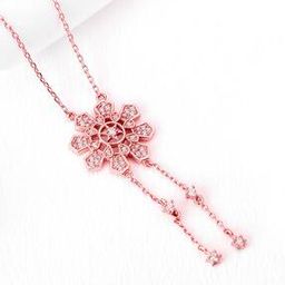 Sterling Silver Rose Gold-Plated Flowery Love Pendant Necklace-image-66
