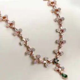 Rose Gold-Plated Regal Emerald Drop Necklace-17