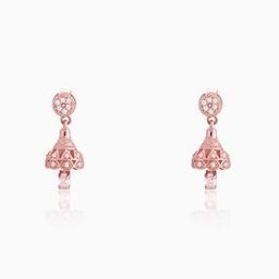 Sterling Silver Rose Gold-Plated Pretty Little Jhumka Earrings-image-10