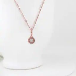 Sterling Silver Rose Gold-Plated Minimal Zircon Pendant with Chain-image-70