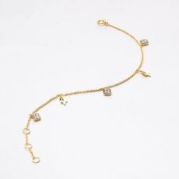 Women Yellow Gold Leaf & Bud Diamond Bracelet-image-6