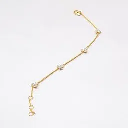Women Yellow Gold Clover Charm Diamond Bracelet-image-9