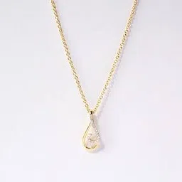 p n gadgil jewellers Women Yellow Gold Dazzling Droplet Diamond Pendant with Chain-picture-35