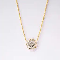 Women Yellow Gold Sheeny Sunflower Diamond Pendant with Chain-image-66