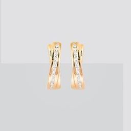 Women Yellow Gold Diamond-Studded Hoop Earrings-image-27