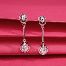 Women Sterling Silver Stellar Spark Drop Earrings-image-33