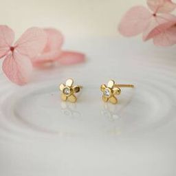 Women Sterling Silver Gold-Plated Floral Stud Earrings-image-86