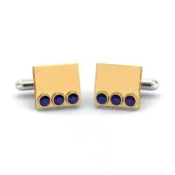 Yellow Gold Blue Sapphire James Trois Sapphire Cufflinks-image-11