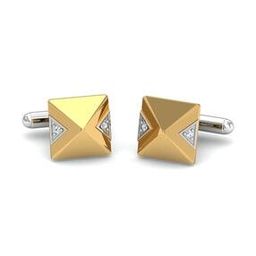 Yellow Gold Diamond Mason Square Cufflinks-image-58