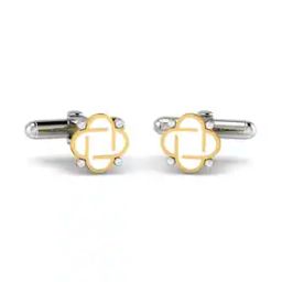Yellow Gold Diamond Clover Letter I Cufflinks-image-7