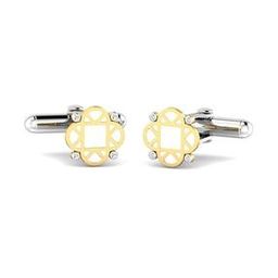 Yellow Gold Diamond Clover Letter K Cufflinks-image-22
