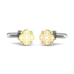 Yellow Gold Diamond-Studded Clover Letter O Cufflinks-image-64