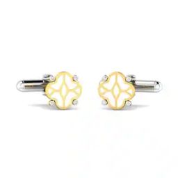 Yellow Gold Diamond-Studded Clover Letter Y Cufflinks-image-65
