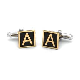 Men Yellow-Gold Letter A Square Cufflinks-image-88