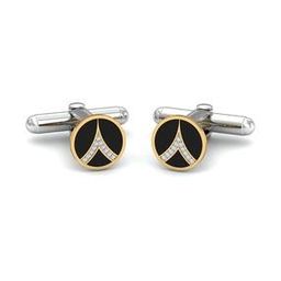 Yellow Gold Diamond Vertex Round Cufflinks-image-5