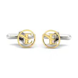 14K Yellow Gold Alphabet E Cufflinks-image-2