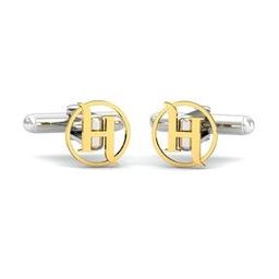 Yellow Gold Alphabet H Cufflinks-image-2