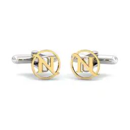 Men Yellow Gold Alphabet N Cufflinks-image-14