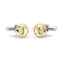 14K Yellow Gold Alphabet U Cufflinks-image-19