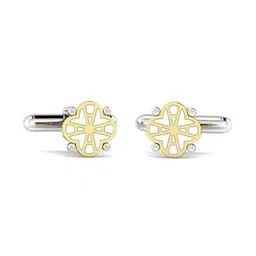 Yellow Gold Diamond Clover Letter A Cufflinks-image-66