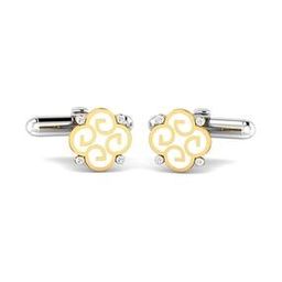 Yellow Gold Diamond Clover Letter G Cufflinks-image-6